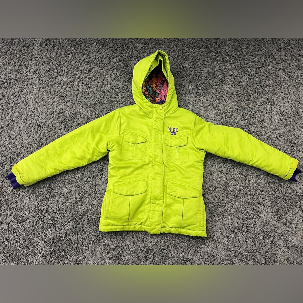 Nike Jacket Coat Girls Youth Medium Ski Snow Snowboarding Green Purple Full Zip